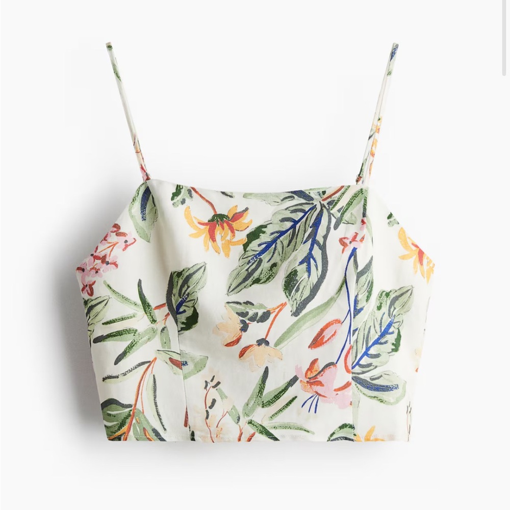 H&M linen crop top (NWT)